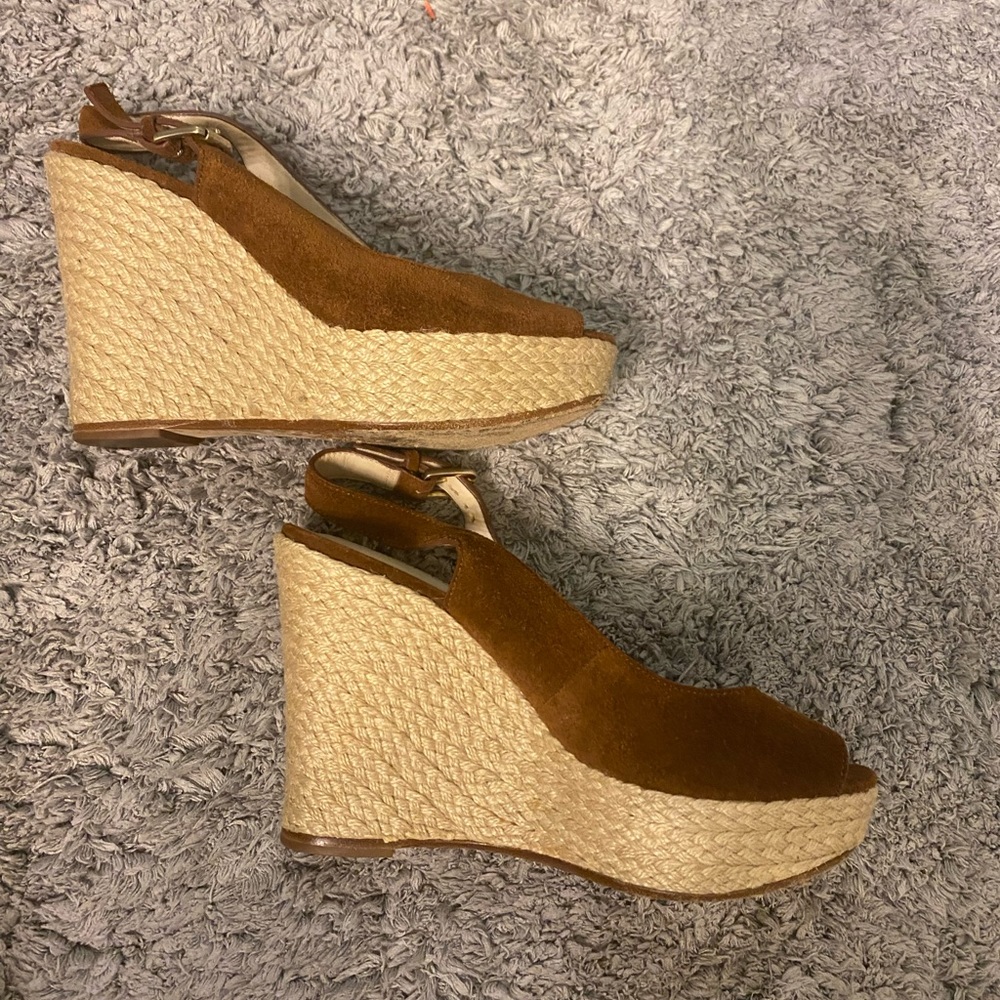 Michael Kors brown suede wedges size 6